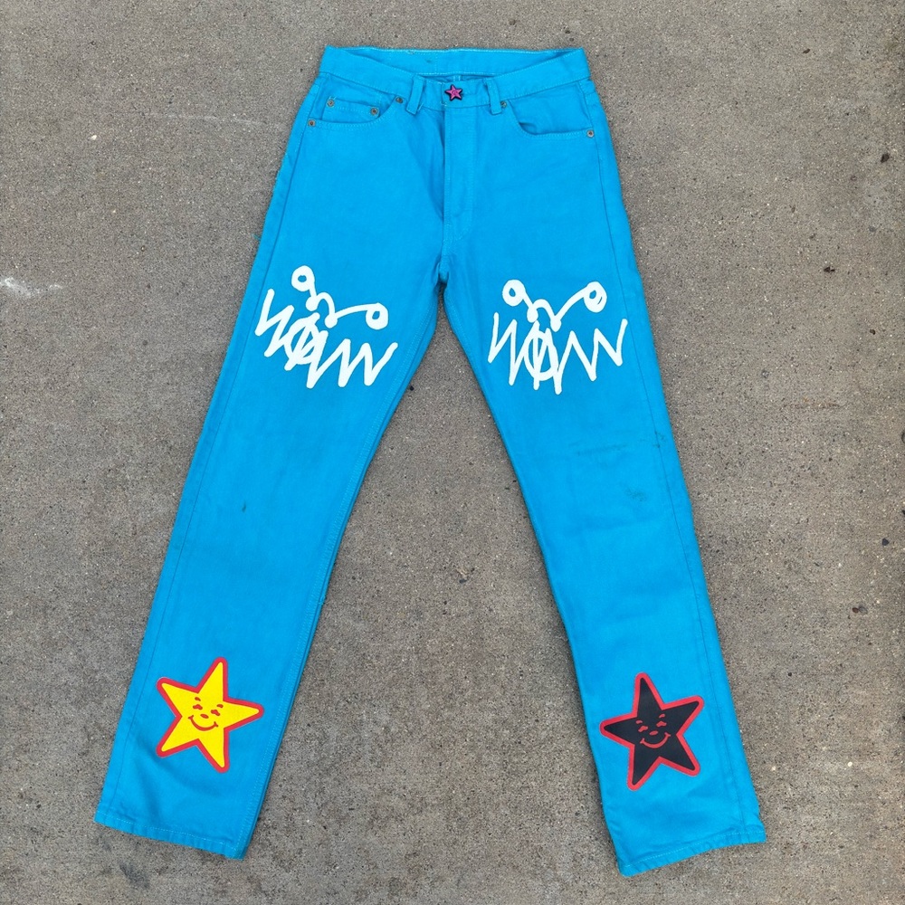 asspizza blue levi denim jeans